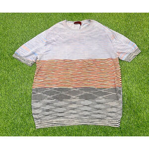 Missoni Made Italy Striped Knit T-Shirt Cotton Viscose S Vintage 2000s Designer